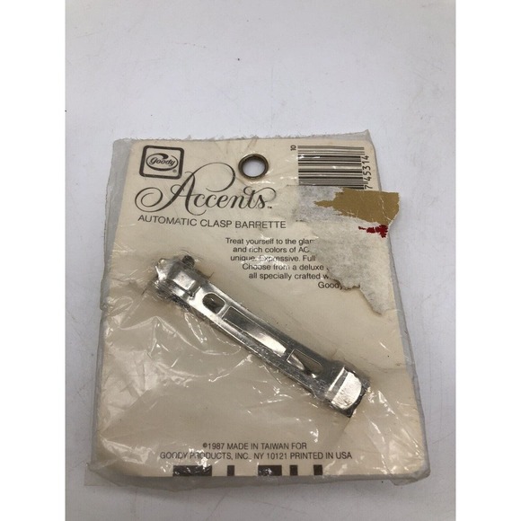 Vintage Goody Accents Barrette Rhinestone Jewel Blue Automatic Clasp NEW nos - Picture 5 of 5